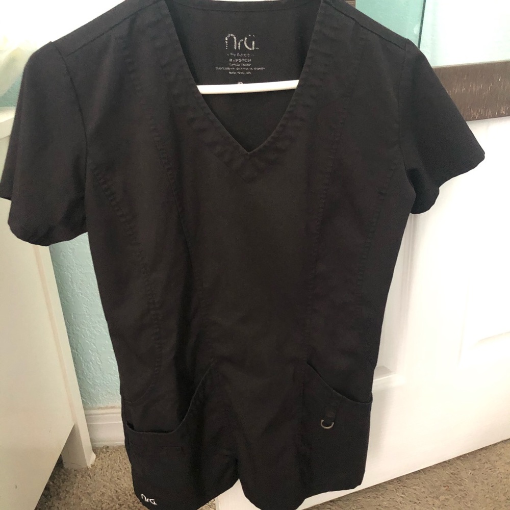 NRG scrub top black XS used.